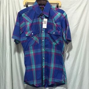 Vintage short sleeve Saddle King Western  pearl button 141/2 small regular